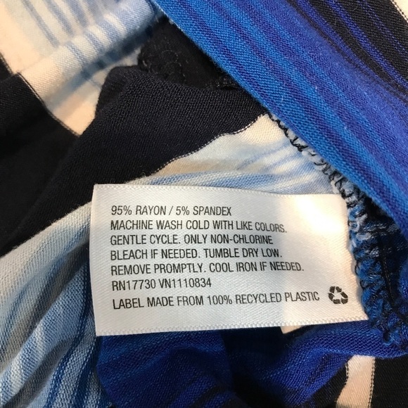 Merona Blue and White Horizontal Stripes Dress Above the Knee Belted XXL - Picture 2 of 4